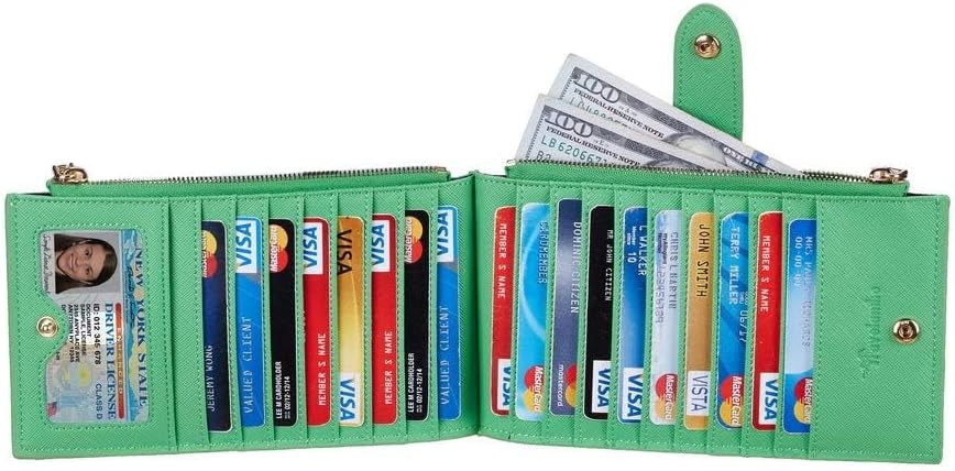 Travelambo RFID Wallet Women Large Size Bifold Multi Card Wallet Case with Zipper Pocke Credit Card Holder for Women