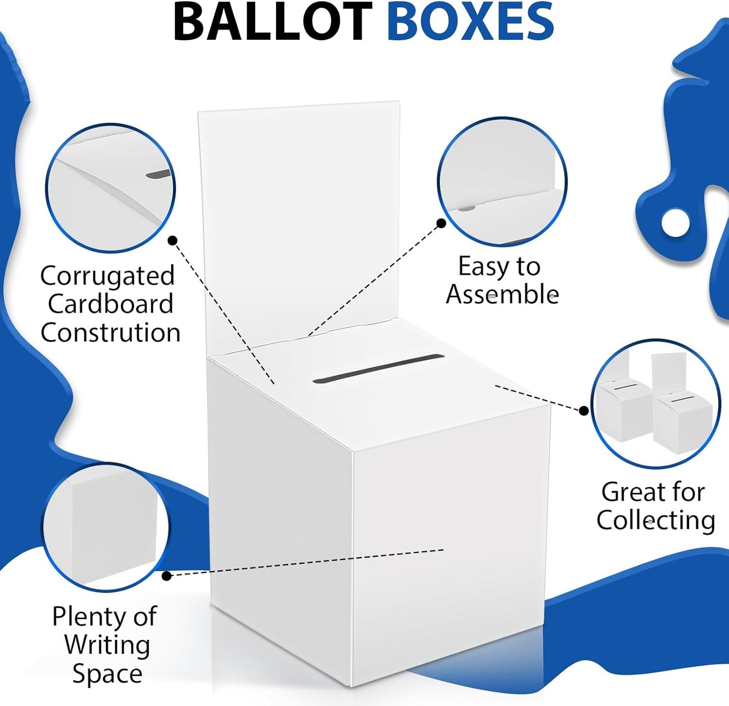 48 Pack Raffle Box Donation Box for Fundraising, Ballot Cardboard Boxes with Slot for Ticket and Removable Header Charity for Collecting Business Card Voting Contes, 6 x 6 x 6 Inch
