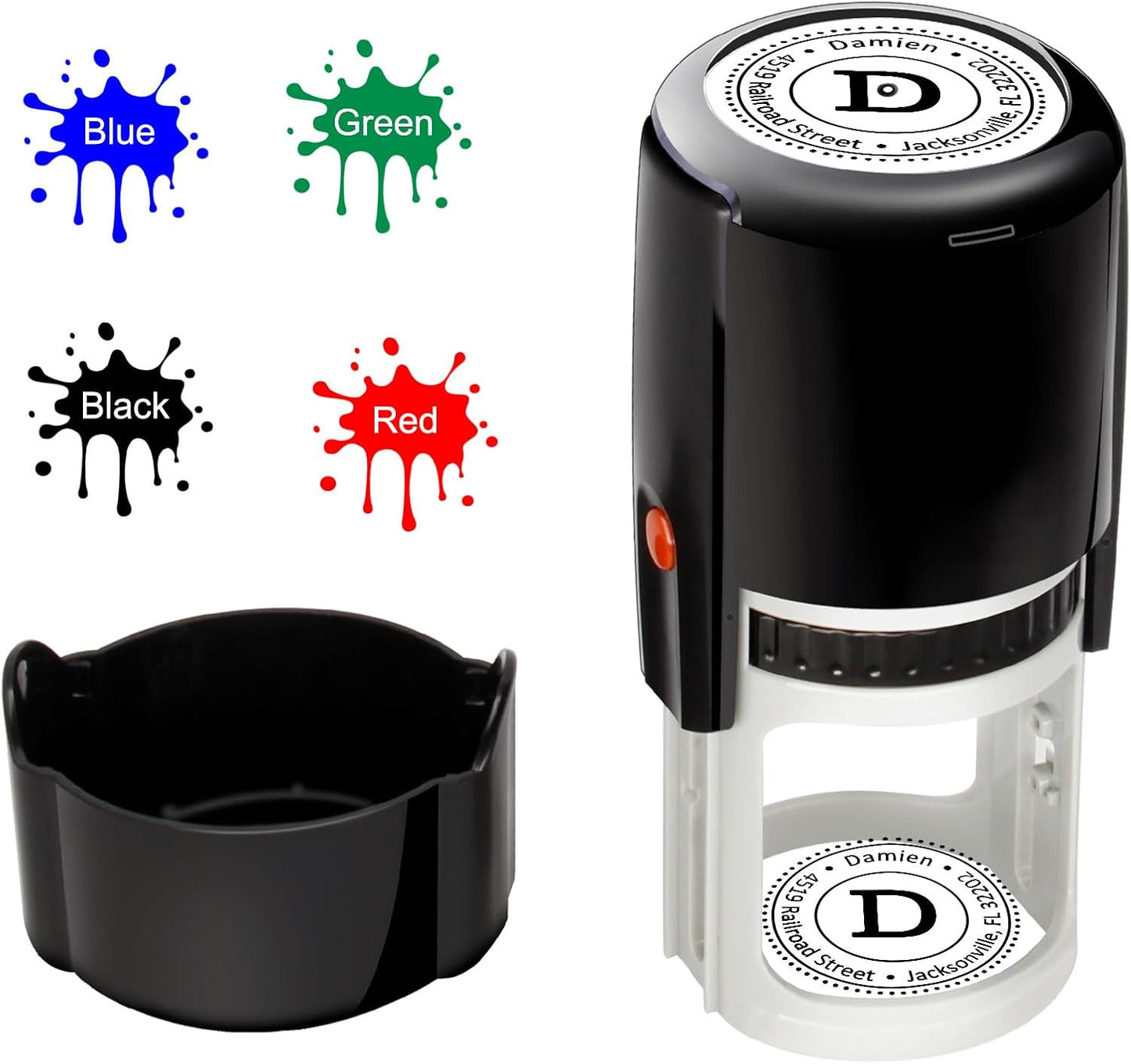 Custom Round Stamp Self Inking Personalized Self-Inking Rubber Stamp Customized Business Label Stamp Return Address Stamp Office Name Text Logo Rubber Stamps