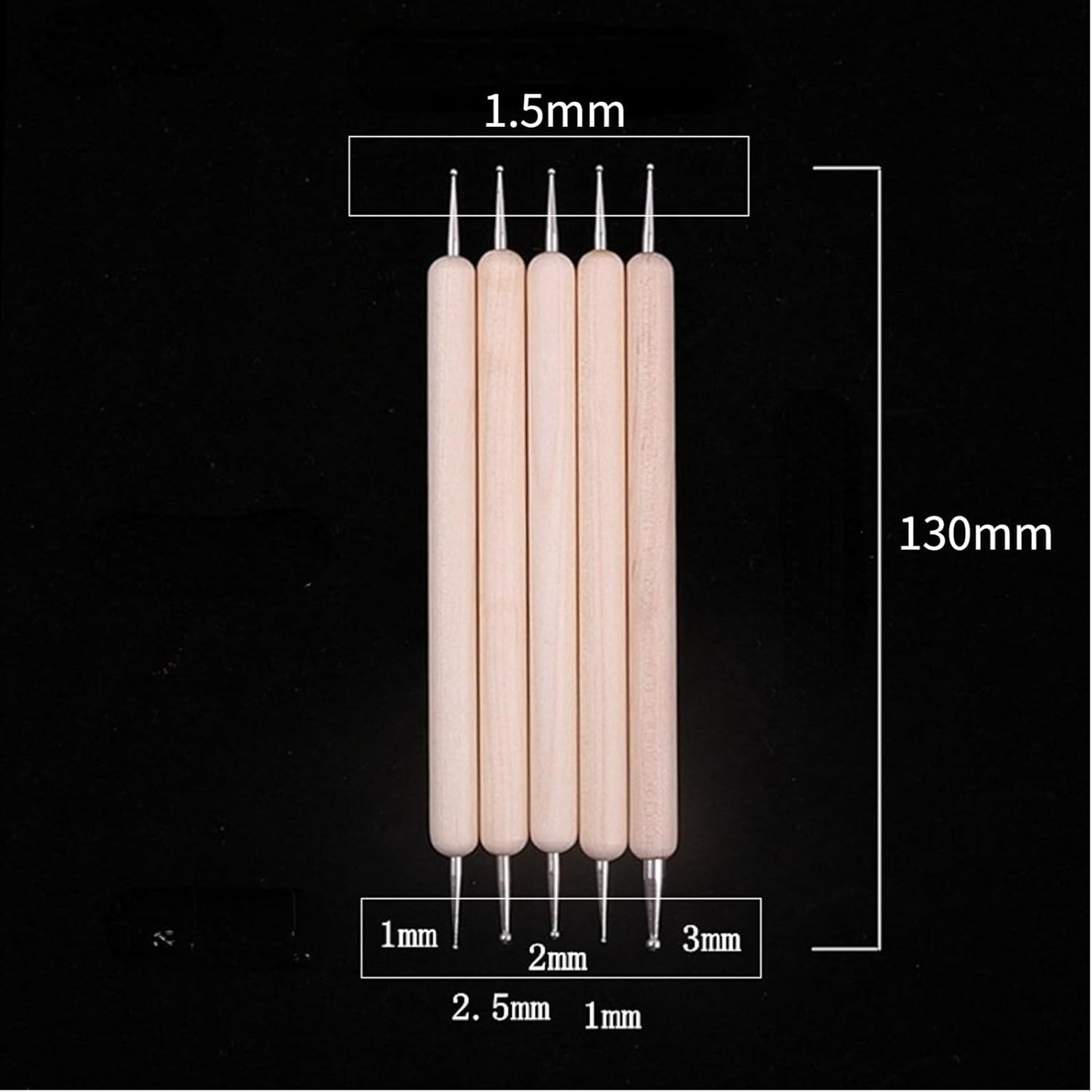 Walfront 5Pcs Double End Embossing Set Stainless Steel Ball Tip Tracing Dotting for DIY Painting Engraving Shaping