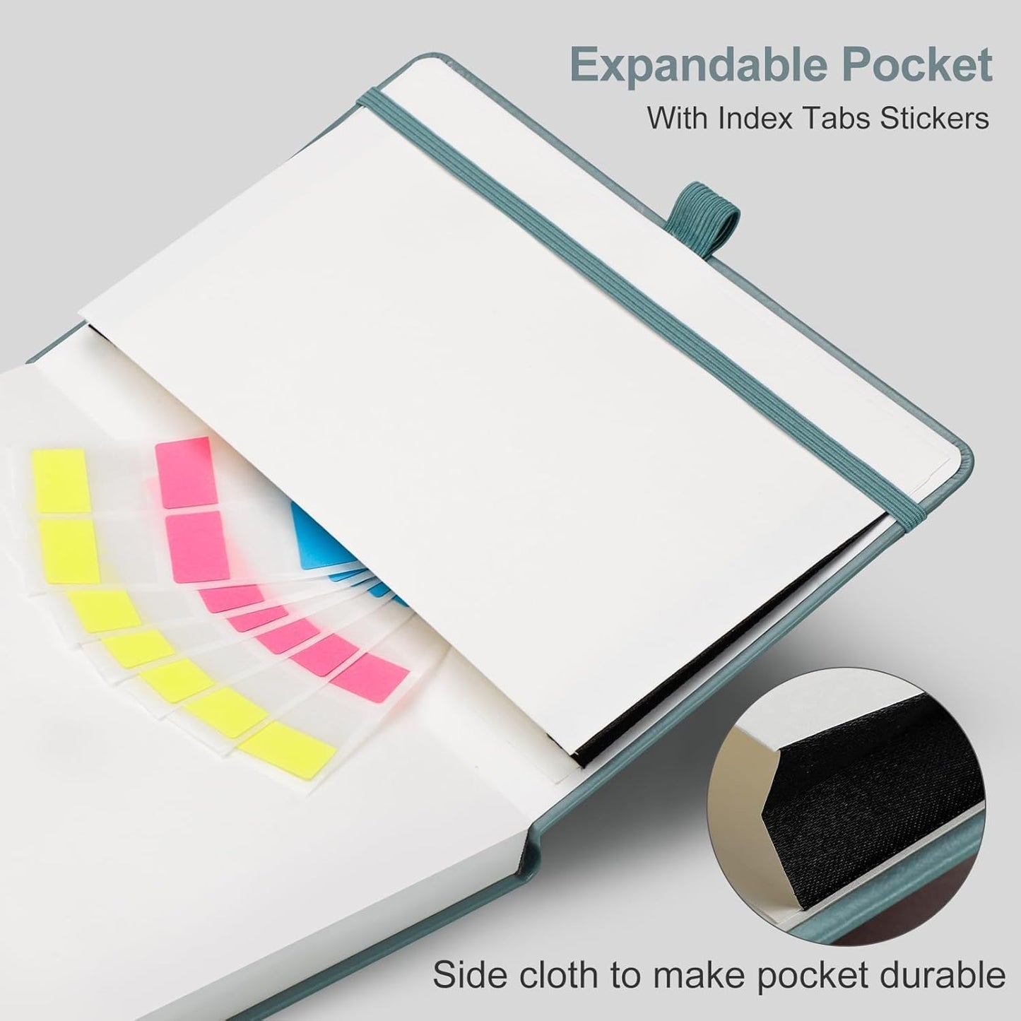 AHGXG Graph Paper Notebook - Grid Notebook Journal A5, 120 GSM Thick Graph Paper, 160 Pages, Leather Hardcover, for Graphing, Writing, Math, Engineering, 5.75'' × 8.38''- Gray Blue