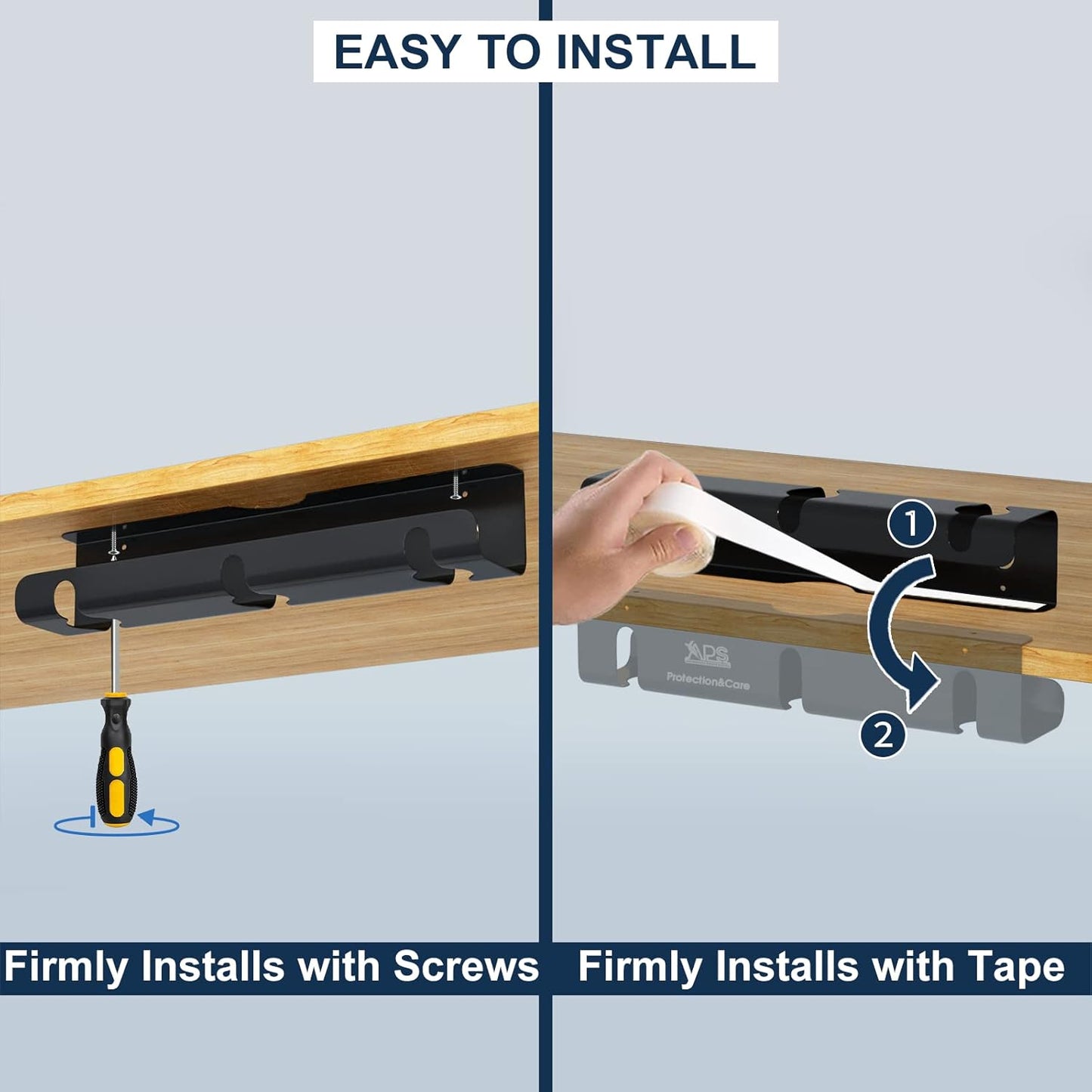 APS Cable Management Under Desk Electrical Wire Tray 16'' Perfect Standing Desk Cable Organizer to Hide Cables&Power Strips for Home Office Dorm Bathroom and More Rack (Black)