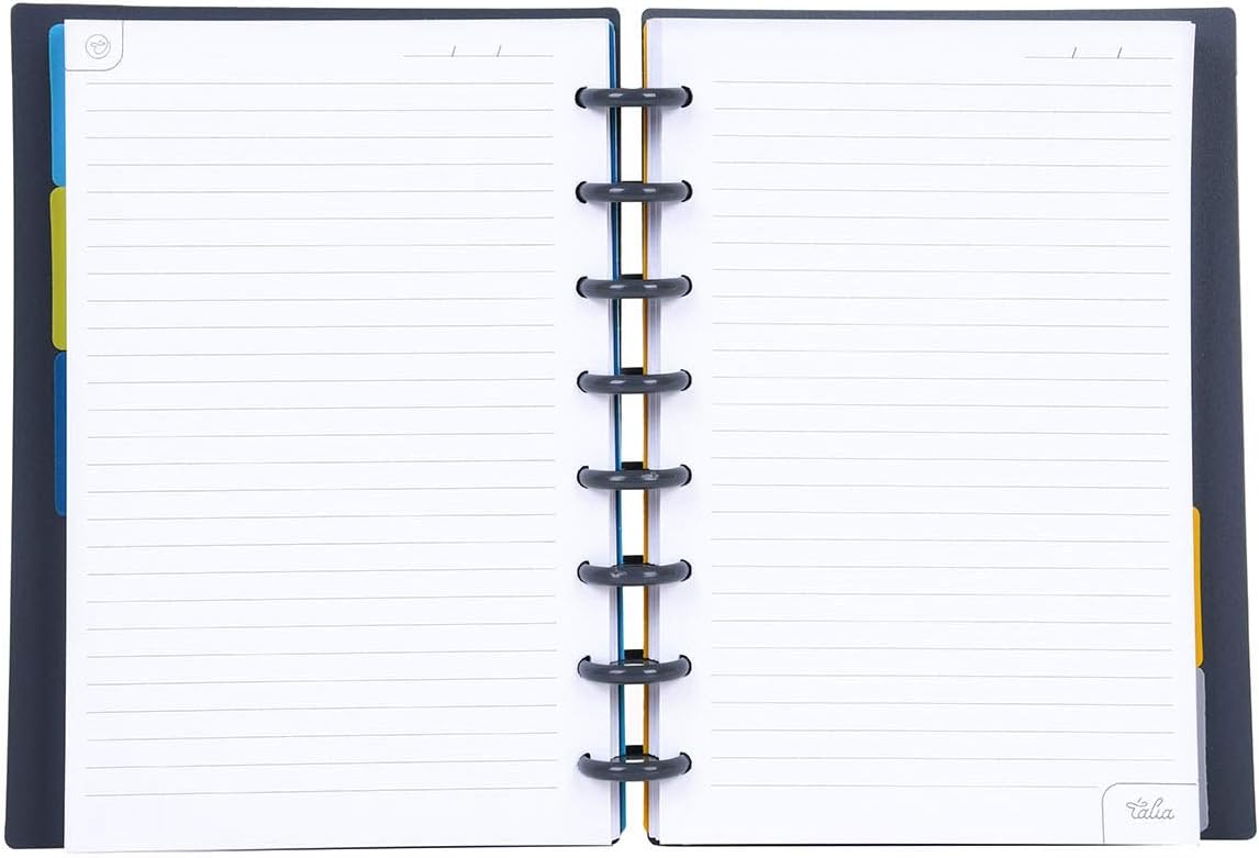 Talia Discbound Notebooks, Planner, Customizable, (Charcoal w/Charcoal Discs, Junior (5.5in x 8.5in))