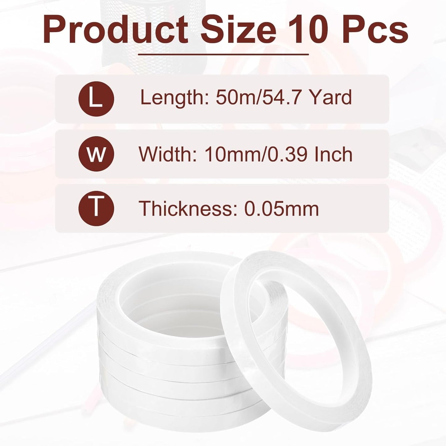 MECCANIXITY 10 Rolls Whiteboard Tape Graphic Chart Tape 10mm 54.7 Yard Art Tape Thin Self-Adhesive Pinstripe Tape Masking Tape for Gift Wrapping Craft Supplies, White