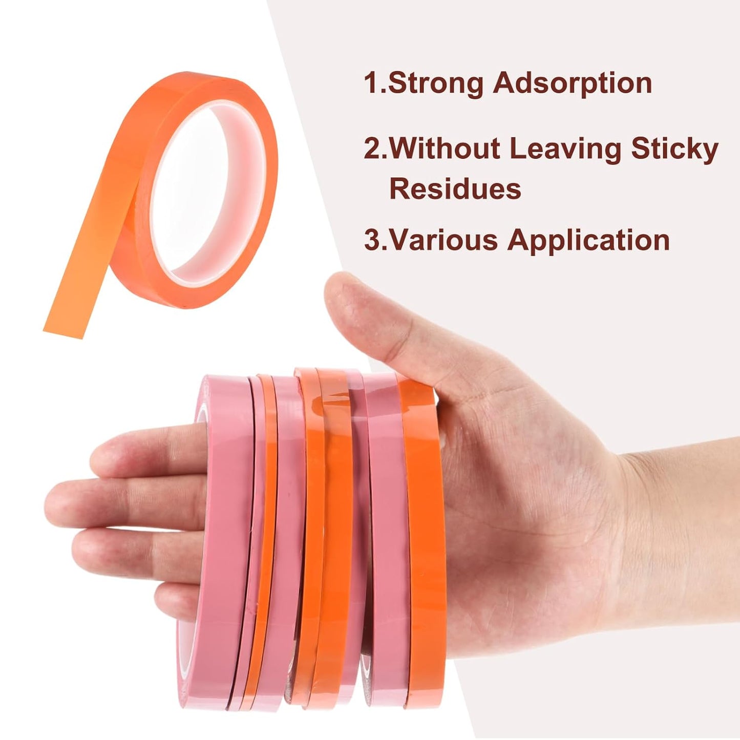 MECCANIXITY 6 Rolls Whiteboard Tape Graphic Chart Tape 20mm 54.7 Yard Art Tape Thin Self-Adhesive Pinstripe Tape Masking Tape for Gift Wrapping Craft Supplies, Orange