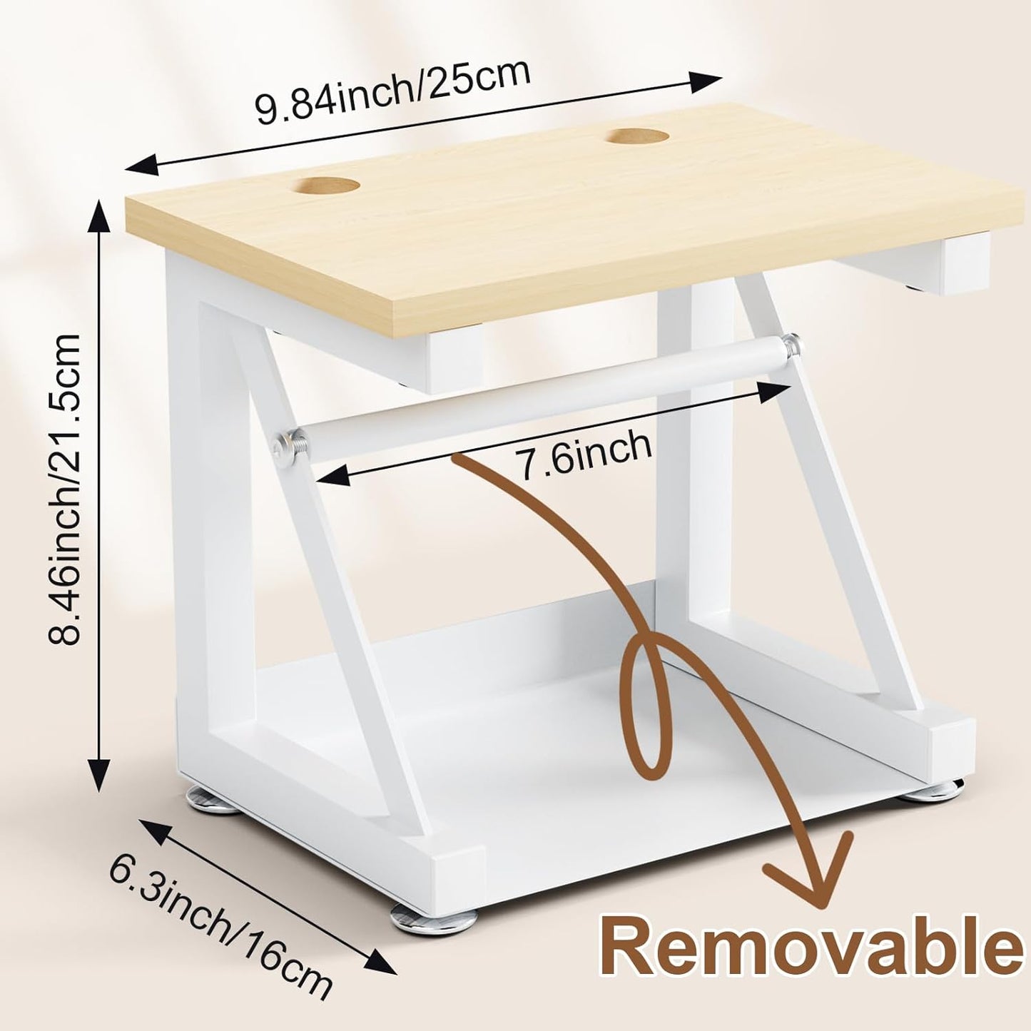 Label Holder for Rolls and Fan-fold Labels, Wooden Thermal Label Holder for Thermal Printer, Stand Desktop Printer Accessory Supplies for Home, Office, Small Business (White)