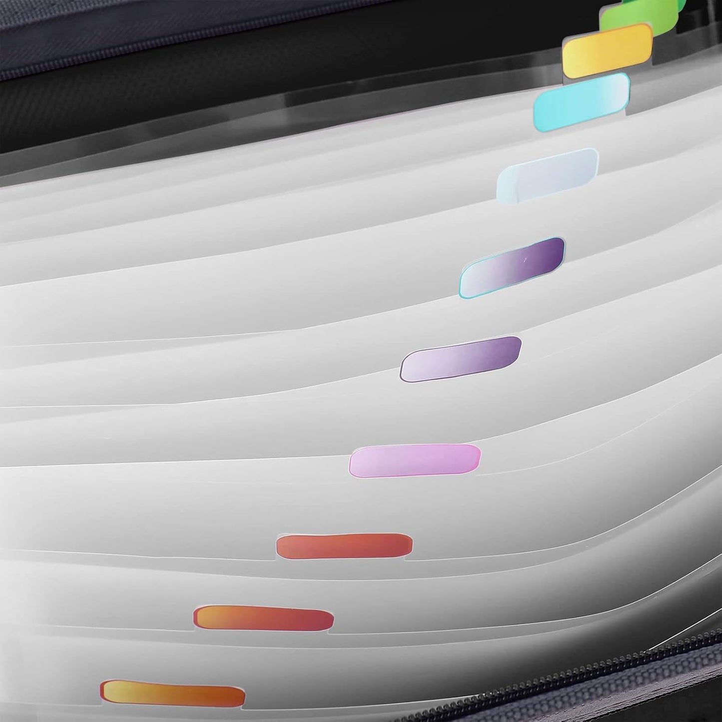 MEGREZ Expanding File Folder with 13 Pockets, 2 Pack A4 Paper File Folder with Zipper Color Labels, Waterproof Accordion File Folder Organizer for Home Office, Black(2 Pack)