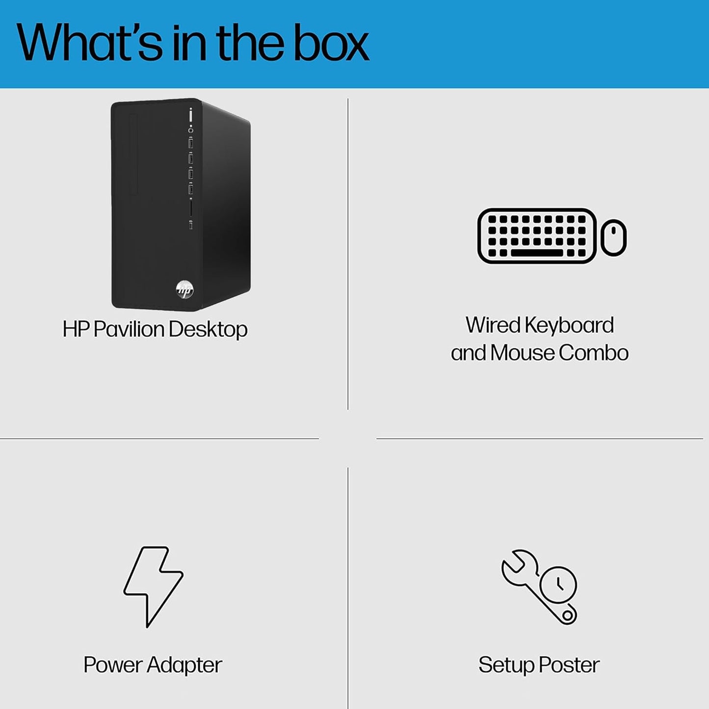 HP Pavilion Tower Desktop Computer, Intel 8-Core i7-10700F up to 4.8GHz, 64GB DDR4 RAM, 2TB PCIe SSD, GeForce GT 610 2GB, WiFi 6, Bluetooth, RJ-45, Type-C, KB & Mouse, Black, Windows 11 Pro, Tichang