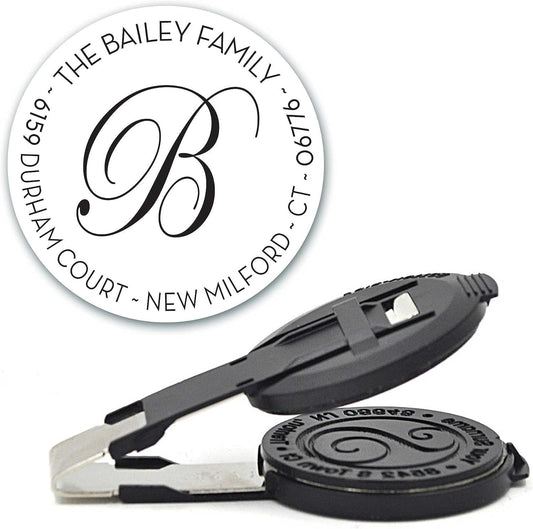 Custom Monogram Address Embosser - Personalized Round Seal - Insert Only - Style EM028