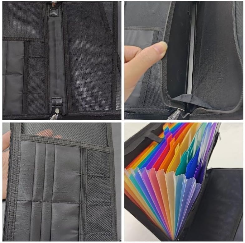 Large Capacity A4 Fireproof File Folder with Handle, Waterproof & Dustproof Accordion Document Organizer with Multiple Pockets for Home, Office & Travel (1 Set)