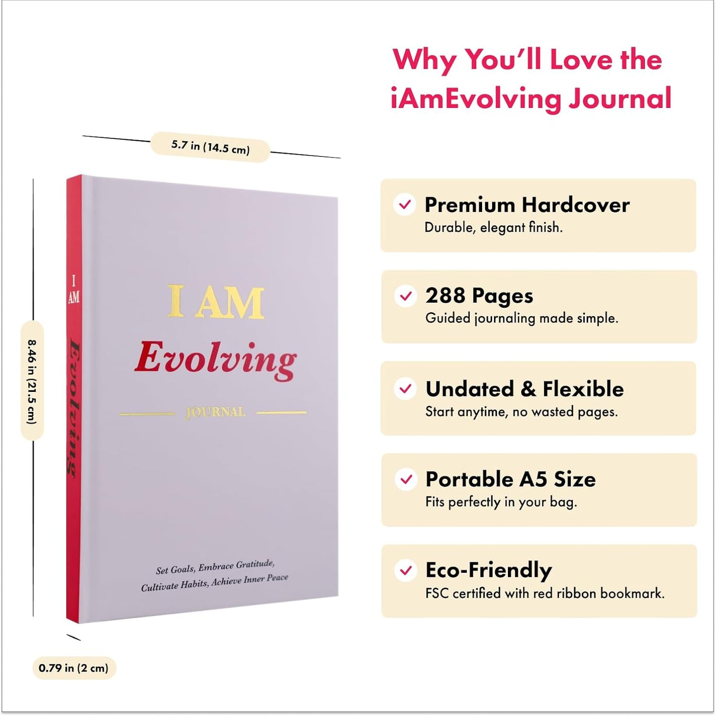 I AM Evolving Journal: Set Goals, Embrace Gratitude, Cultivate Habits, Achieve Inner Peace | Undated Gratitude Journal for Personal Development, Mindfulness, & Daily Reflection. (Lavender)