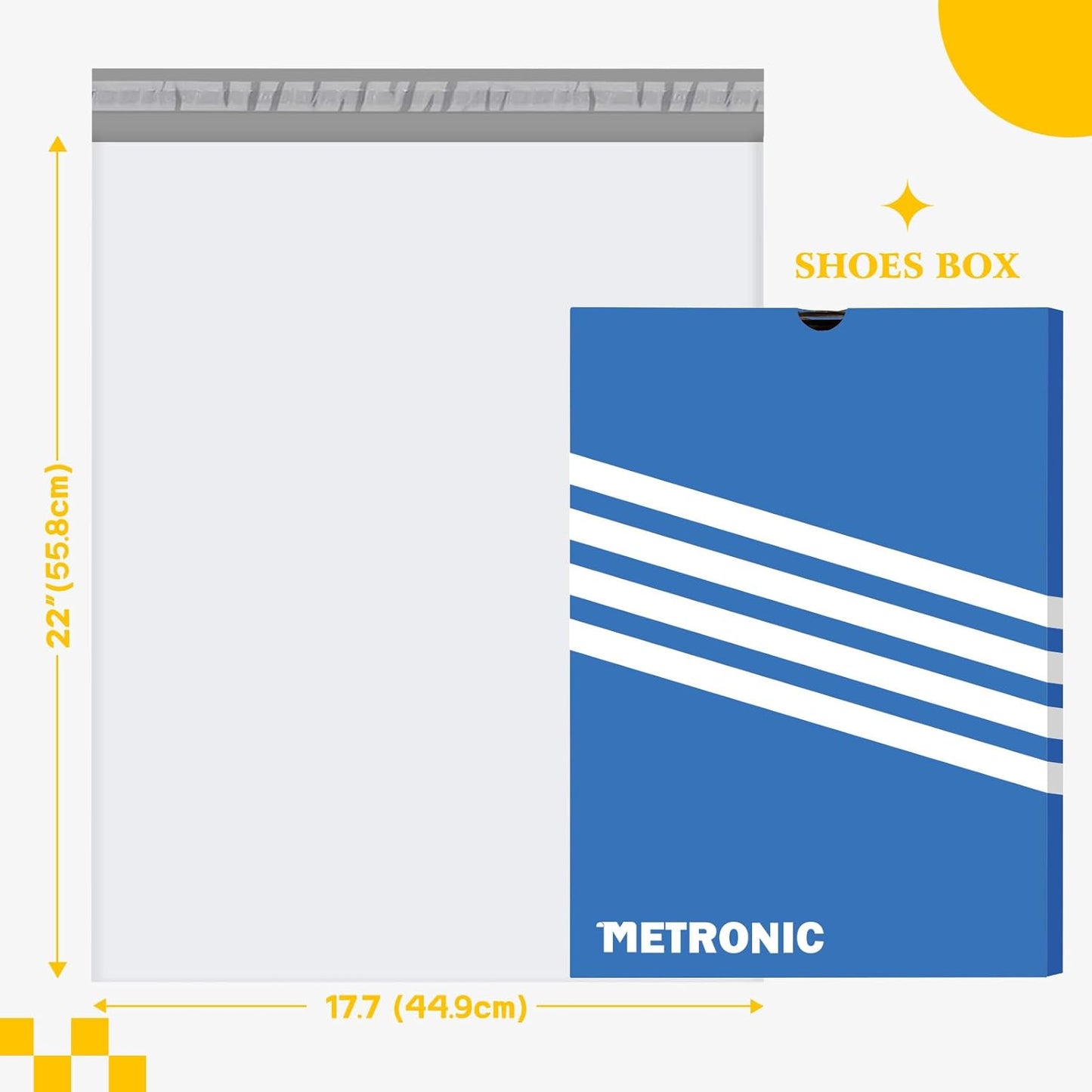 Metronic Large Poly Mailers 17.7x22” 50 Pack Bulk,Shipping Bags for Clothes,Strong Self Adhesive Shipping Envelopes for Small Business,Waterproof Mailing Envelopes for Packaging White