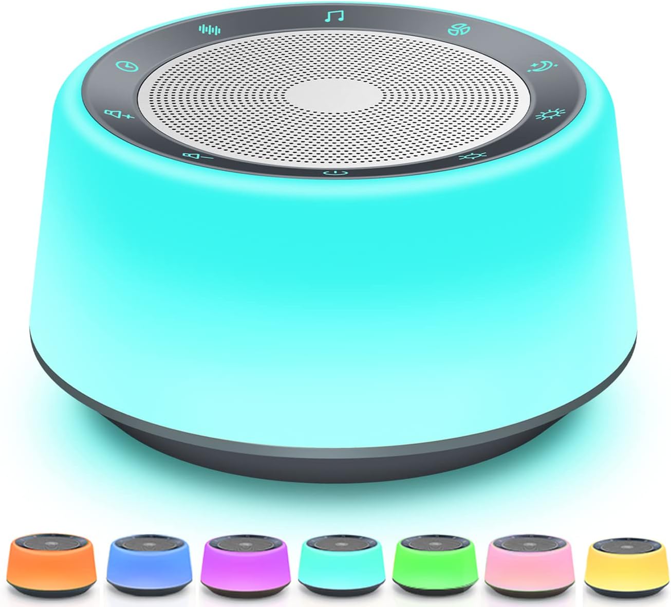 BGOVERSS White Noise Sound Machine, Baby Sound Machine Kids with 30 Soothing Sounds and 7 Colors Warm Night Light for Sleeping, 5 Timers Portable Plug in Sound Machine for Baby, Adults，Grey Color