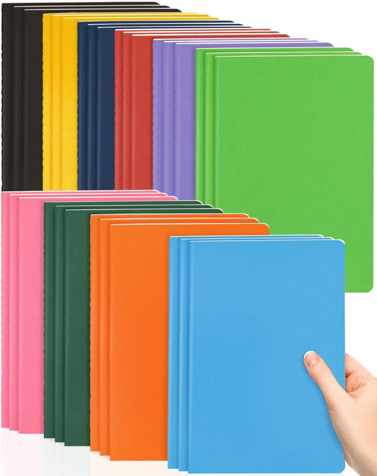 Dynta A5 Lined Notebooks Bulk 5.5 x 8.3 Inches Small Journals 30 Packs College Ruled Colored Soft Cover and Thick Paper for School or Office, 30 Sheets/60 Pages, 10 Colors