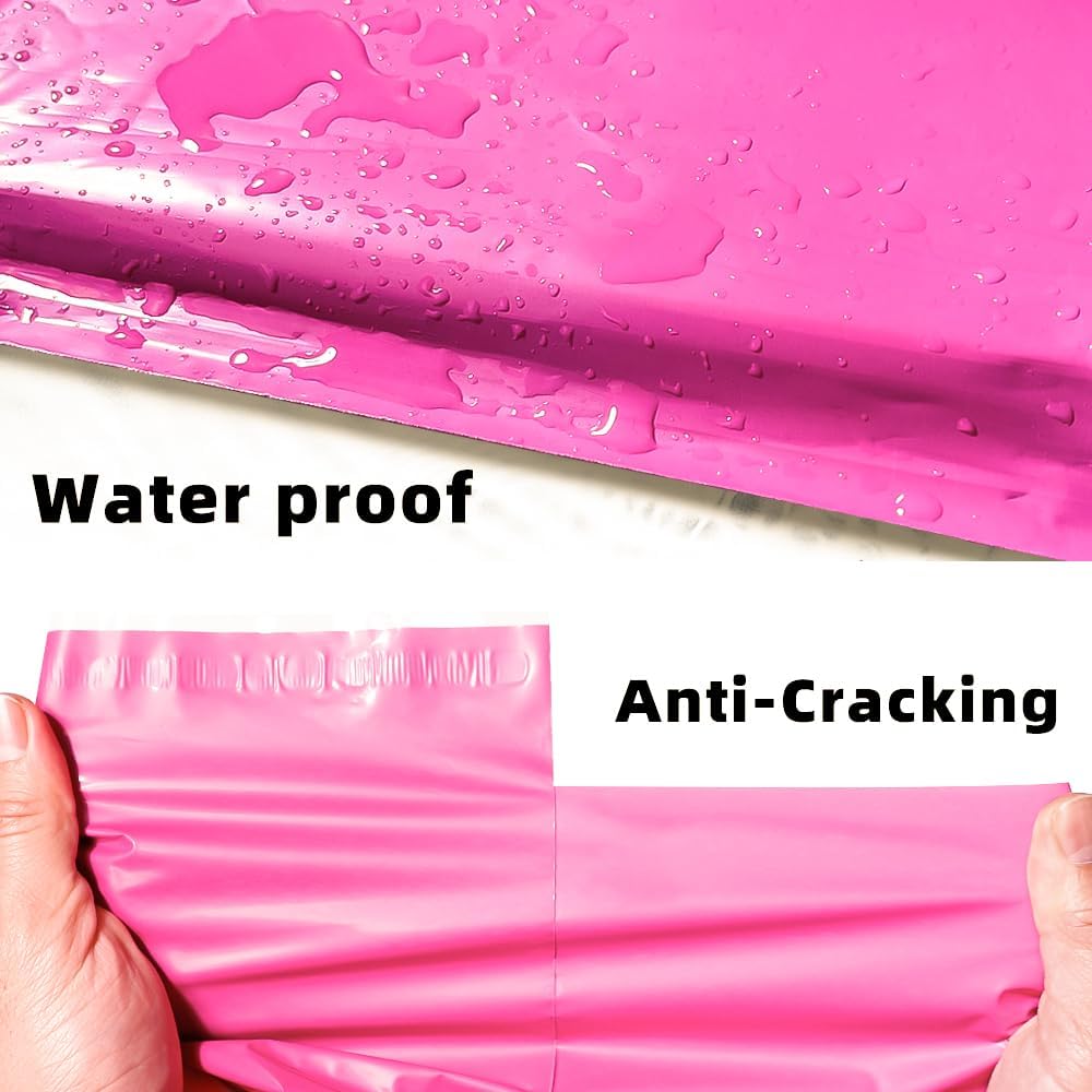 POLYSELLS 100 pcs 9x12 Inches Pink Poly Mailers Shipping Envelopes, Strong Adhesive Sealing, Waterproof, and Tear-resistant Postal Mailing Bags for Clothing, Books, and Accessories