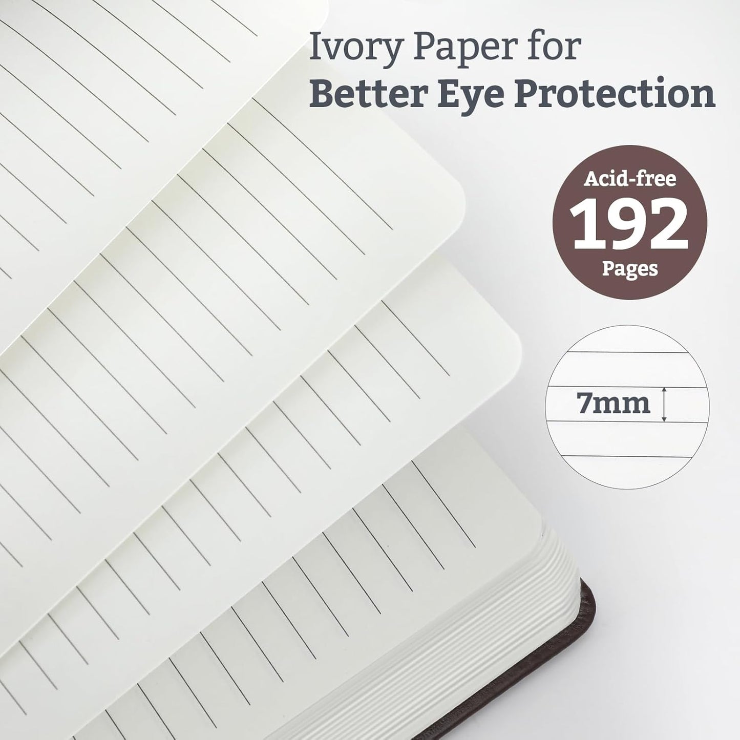 Hardcover Lined Bullet Dotted Journal Notebook, A5 140 192 Pages 100 120Gsm Paper College ruled for School,Work,Travel,and Daily Planning，5.7''*8.3'' (1, Brown, A5 Lined)