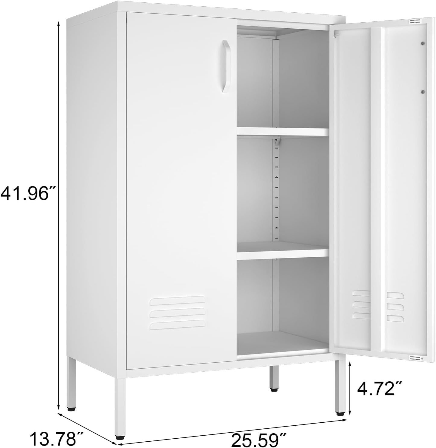 Metal Cabinet Storage,Metal Shoe Cabinet with Shelves,2 Door Storage Cabinet for Living Room,Entryway,White