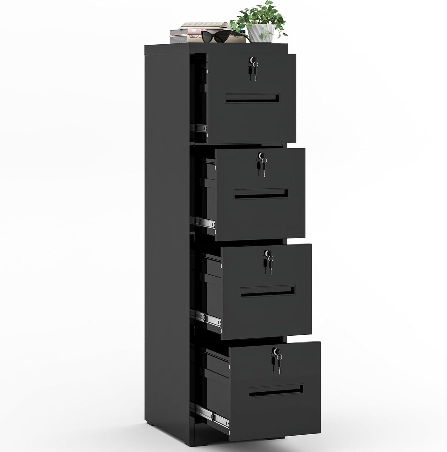 4 Drawer Metal File Cabinet with 4 Unique Locks Heavy Duty Locking File Cabinets Home Office Steel Filing Cabinet Vertical File Cabinets for Legal/Letter Size File,Assembly Required