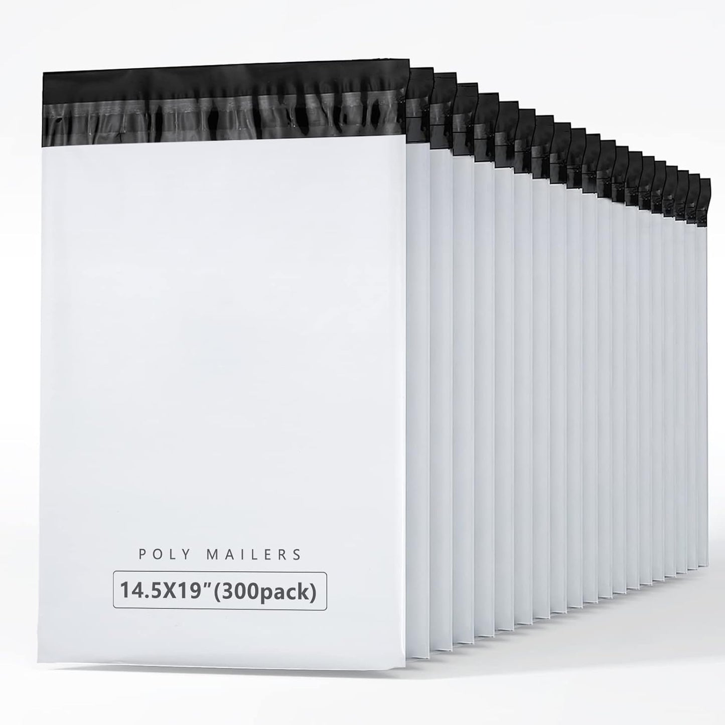 Metronic 300 Pcs Shipping Bags 14.5x19, Large Poly Mailers for Small Business Supplies, White Poly Bags for Clothing Packing Supplies, Strong Adhensive Self Seal Mailing Packing Bags Postal Bags