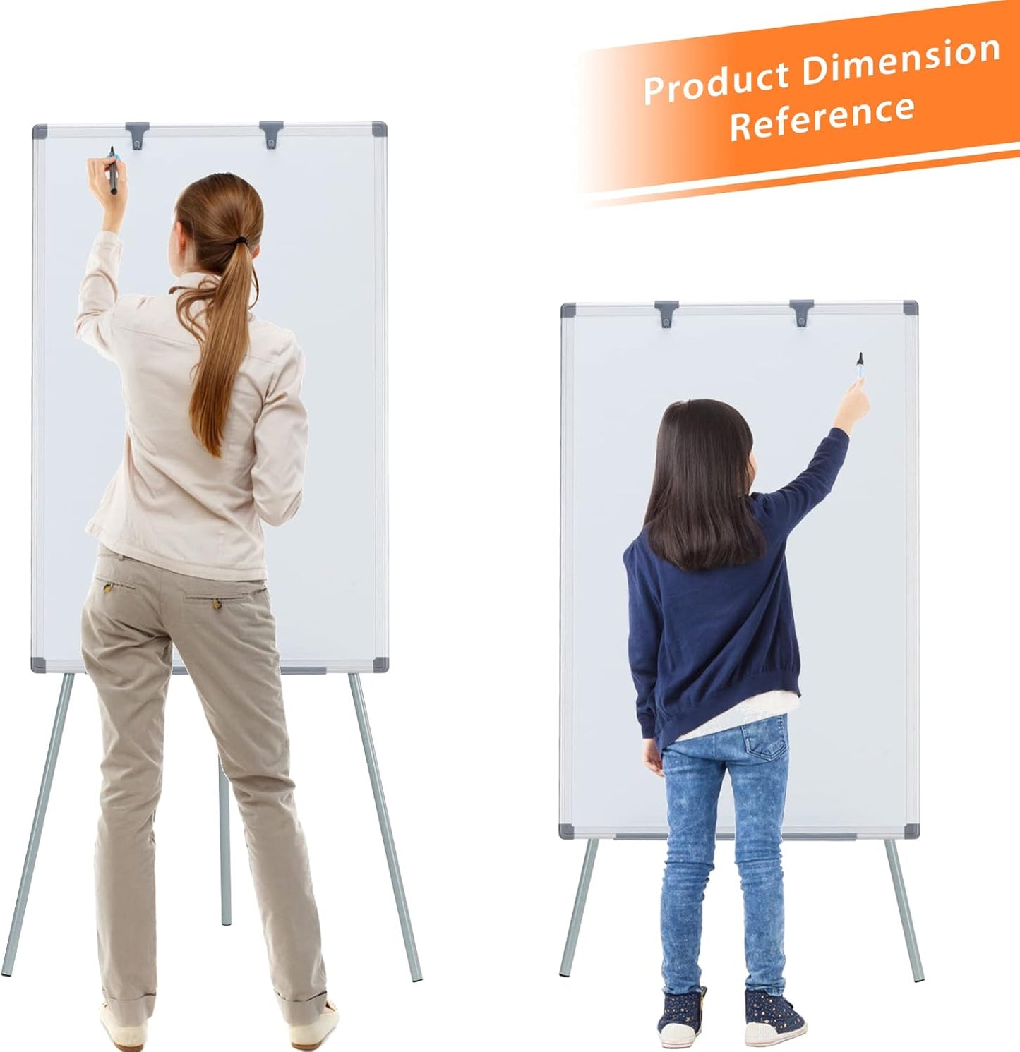 MAKELLO White Board with Stand, Portable Whiteboard Easel 3'x2' for Office Classroom Home School, Adjustable Height, Aluminum Frame, 36x24in