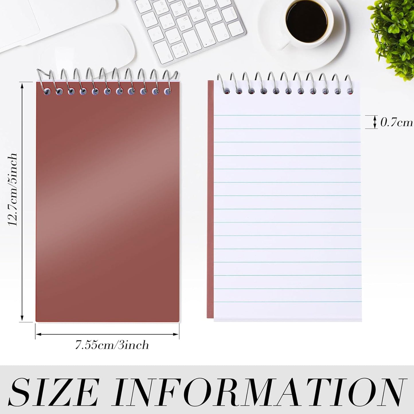 Leinuosen 100 Pcs Spiral Memo Pads 3x5 Inch 75 Sheets College Ruled Small Pocket Notebooks Little Mini Notepads Bulk Top Bound Lined Note Pads for Home School Office Travel Work (Vivid Color)