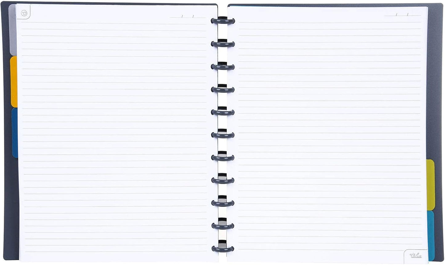 Talia Discbound Notebooks, Planner, Customizable, (Charcoal w/Charcoal Discs, Letter (8.5in x 11in))