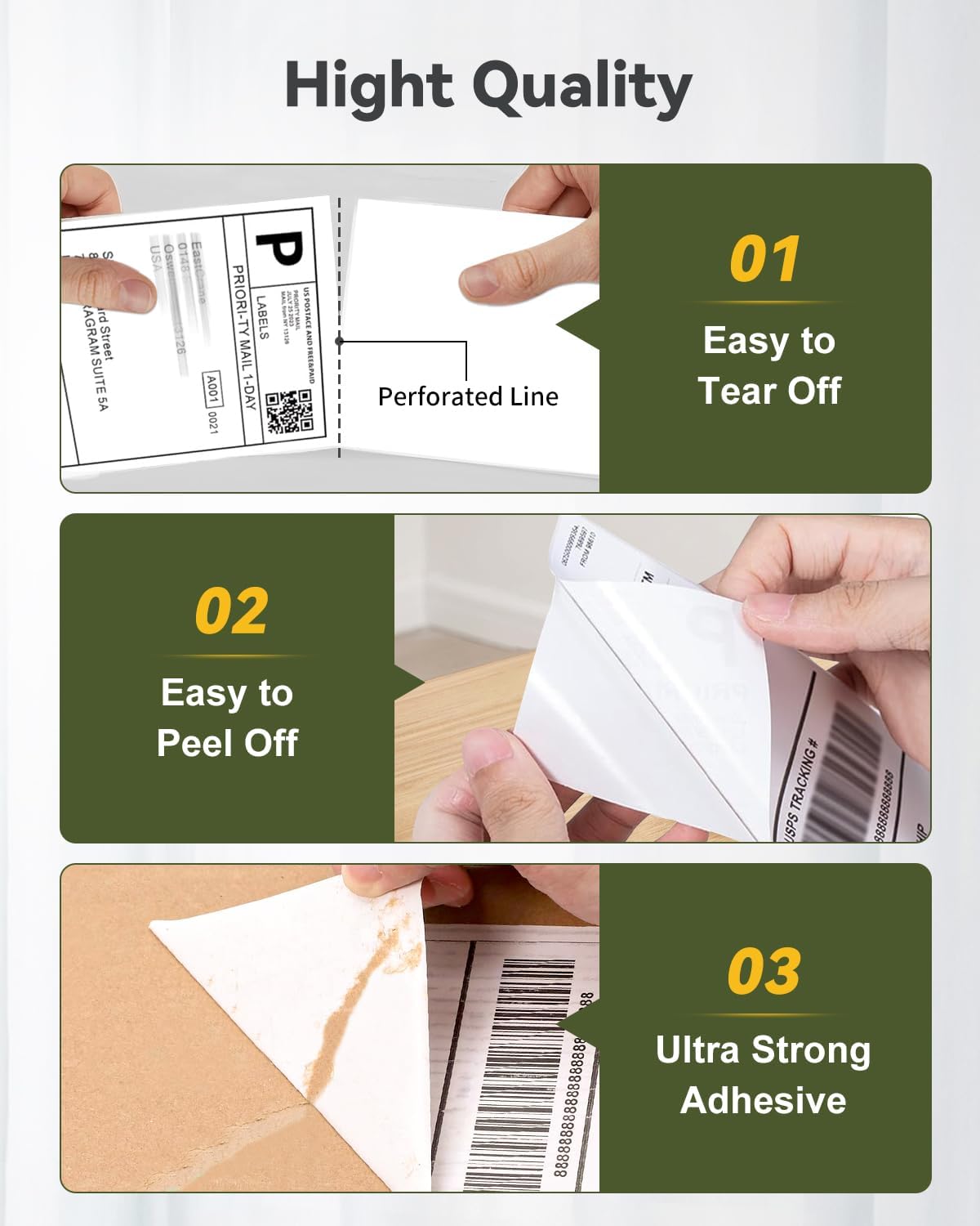 4x6 Thermal Paper, Pack of 500 Fanfold Shipping Labels with Perforated Line, Compatible with Thermal Label Printer, Commercial Grade Mailing Labels
