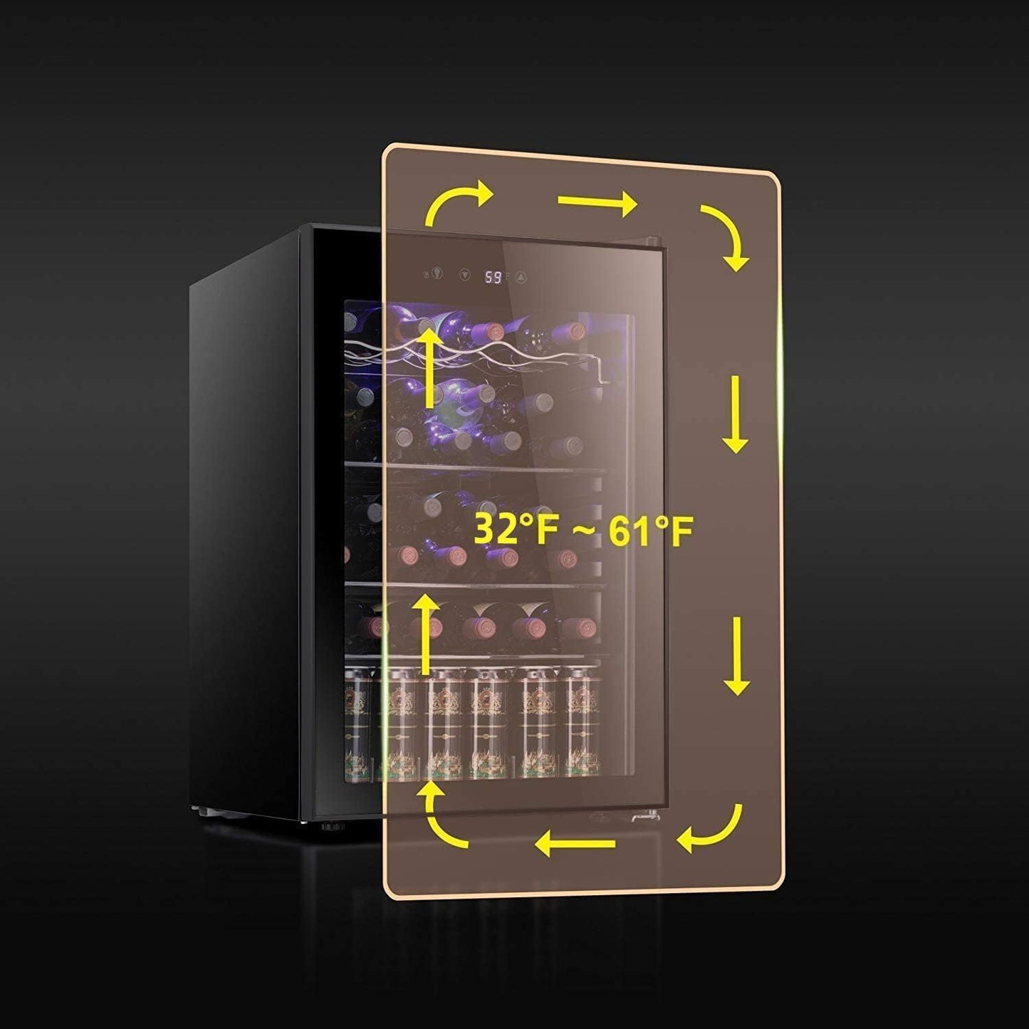 Antarctic Star 36 Bottle Wine Cooler/Cabinet BeverageRefrigerator Small Mini Wine Cellar Beer Soda Bar Fridge Quiet Operation Compressor Adjust Temperature Freestanding Black, 4.4 Cu. ft