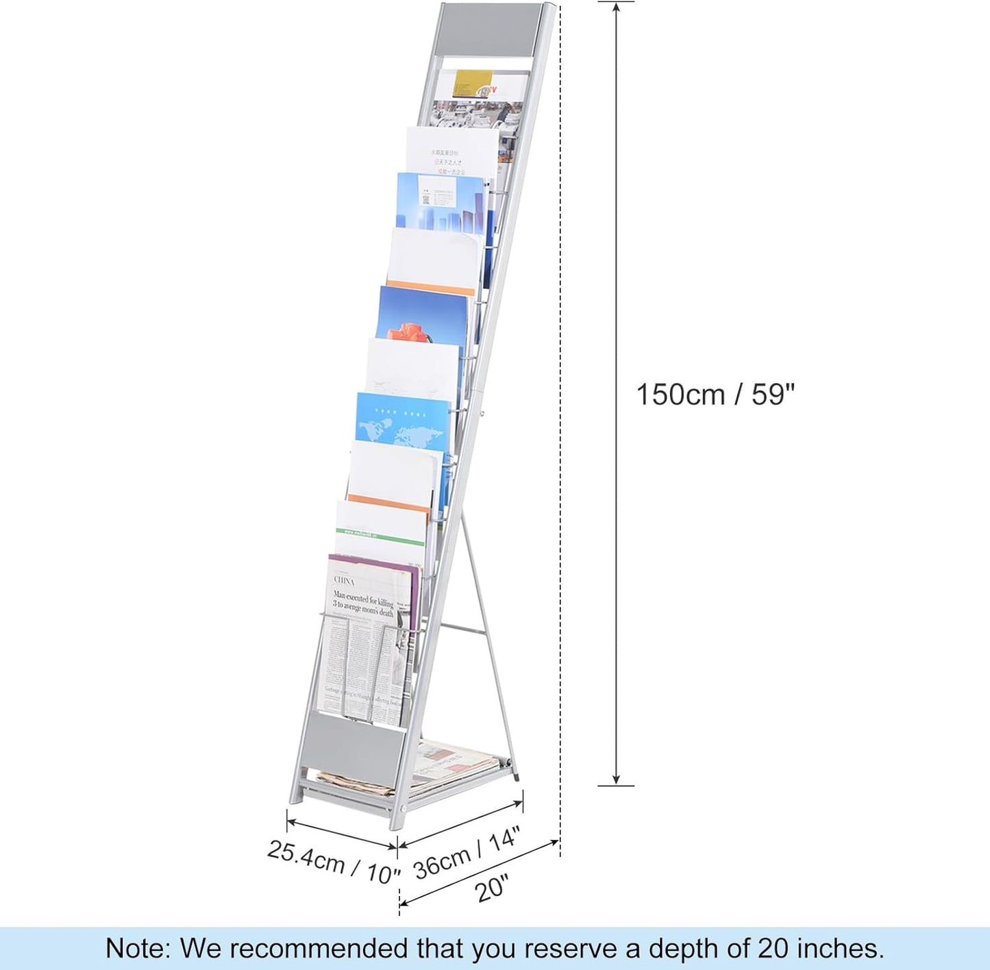 PATIKIL Detachable Magazine Display Racks Floor Standing 10 Layers Brochure Stand Catalog Literature Holder for Hotel, Exhibition, Office