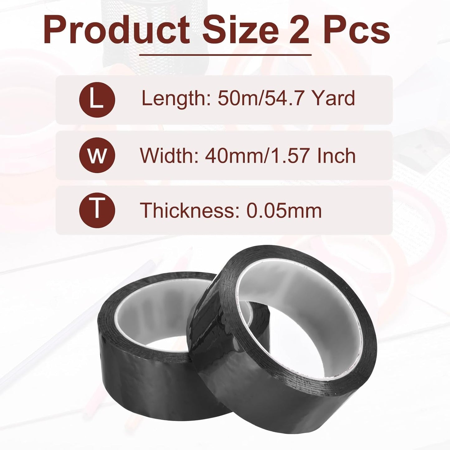 MECCANIXITY 2 Rolls Whiteboard Tape Graphic Chart Tape 40mm 54.7 Yard Art Tape Thin Self-Adhesive Pinstripe Tape Masking Tape for Gift Wrapping Craft Supplies, Black