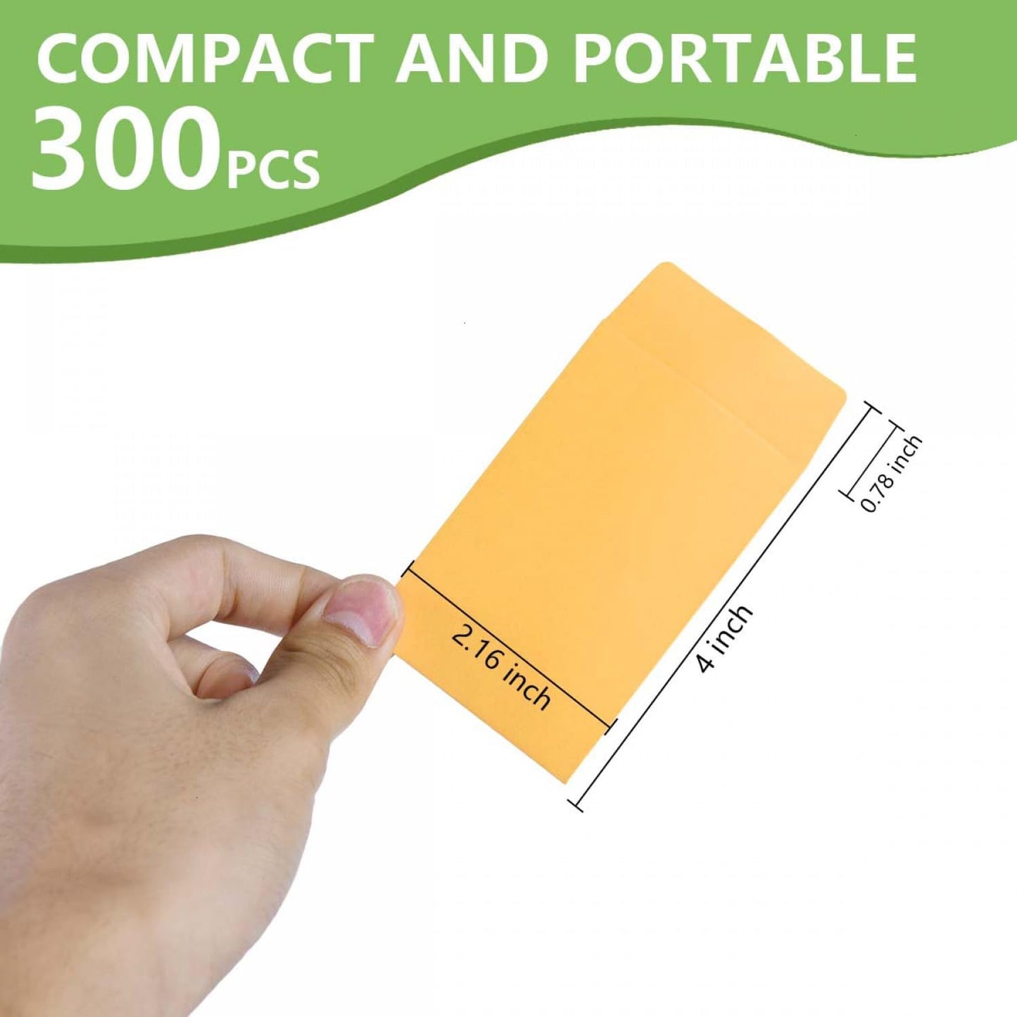 SenseYo 300 Pack Small Coin Seed Mini Tip Envelopes for Coin, Cash, Key, Seed with Gummed Flap, 2.25" x 3.5"