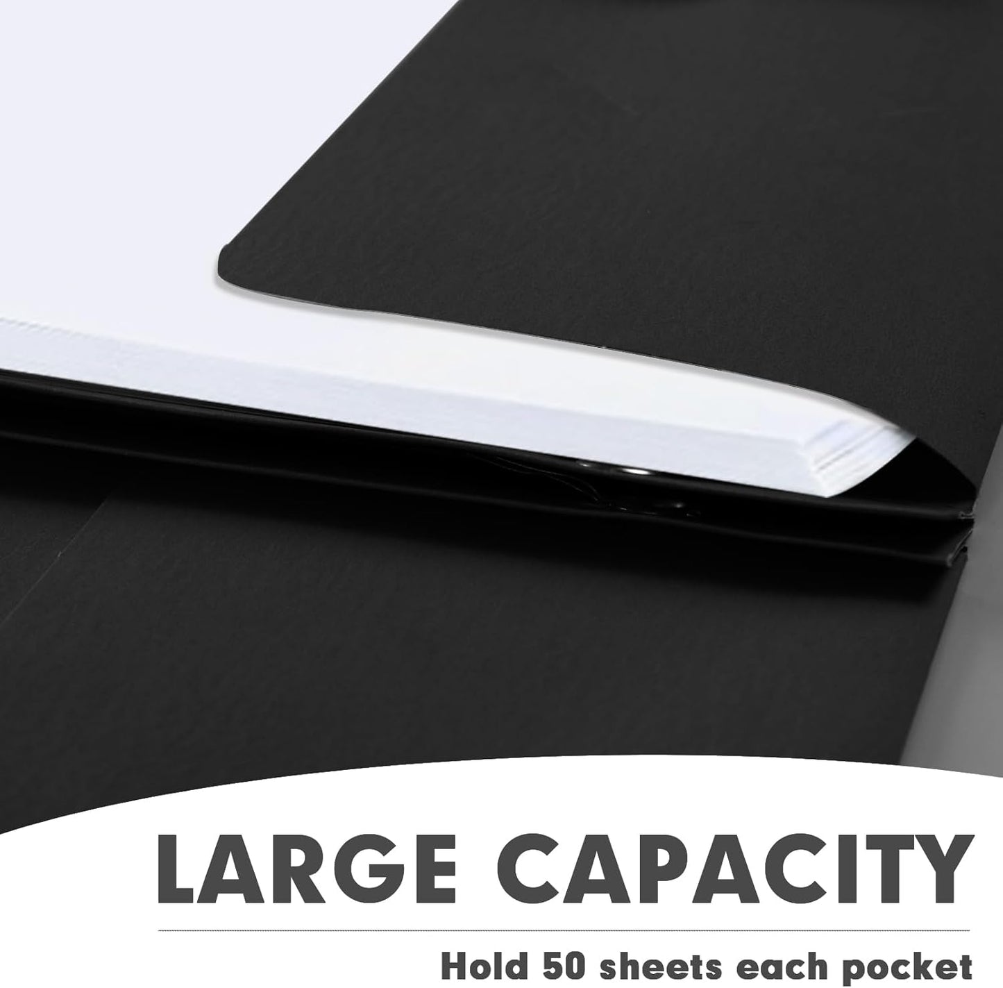 Two Pocket Folders, RAZCC 75 Pack Two Pocket Folders with Prongs, 3 Prong Folders Fit Letter Size Paper, Pocket File Folders for School Office Home Business, Black