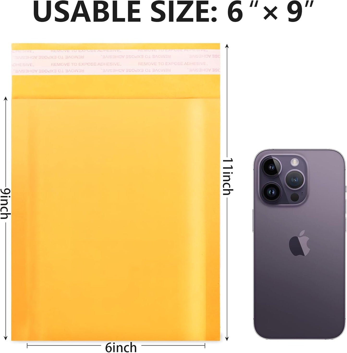 Kraft Bubble Mailers 6x10 Inch 50Pack Yellow Self-Seal Padded Envelopes Bubble Opaque Padded Mailers Shipping Bags for Small Businesses to Package and Mail Jewelry Cosmetics, Electronic Products