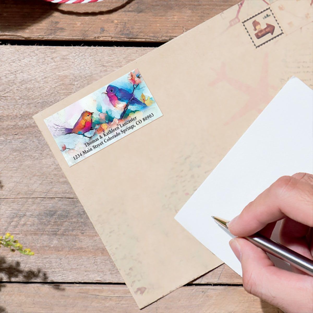 Colorful Images Colorful Wings Birds Deluxe Personalized Return Address Labels - Set of 144, Self-Adhesive Stickers, 1 1/8" x 2 1/4"