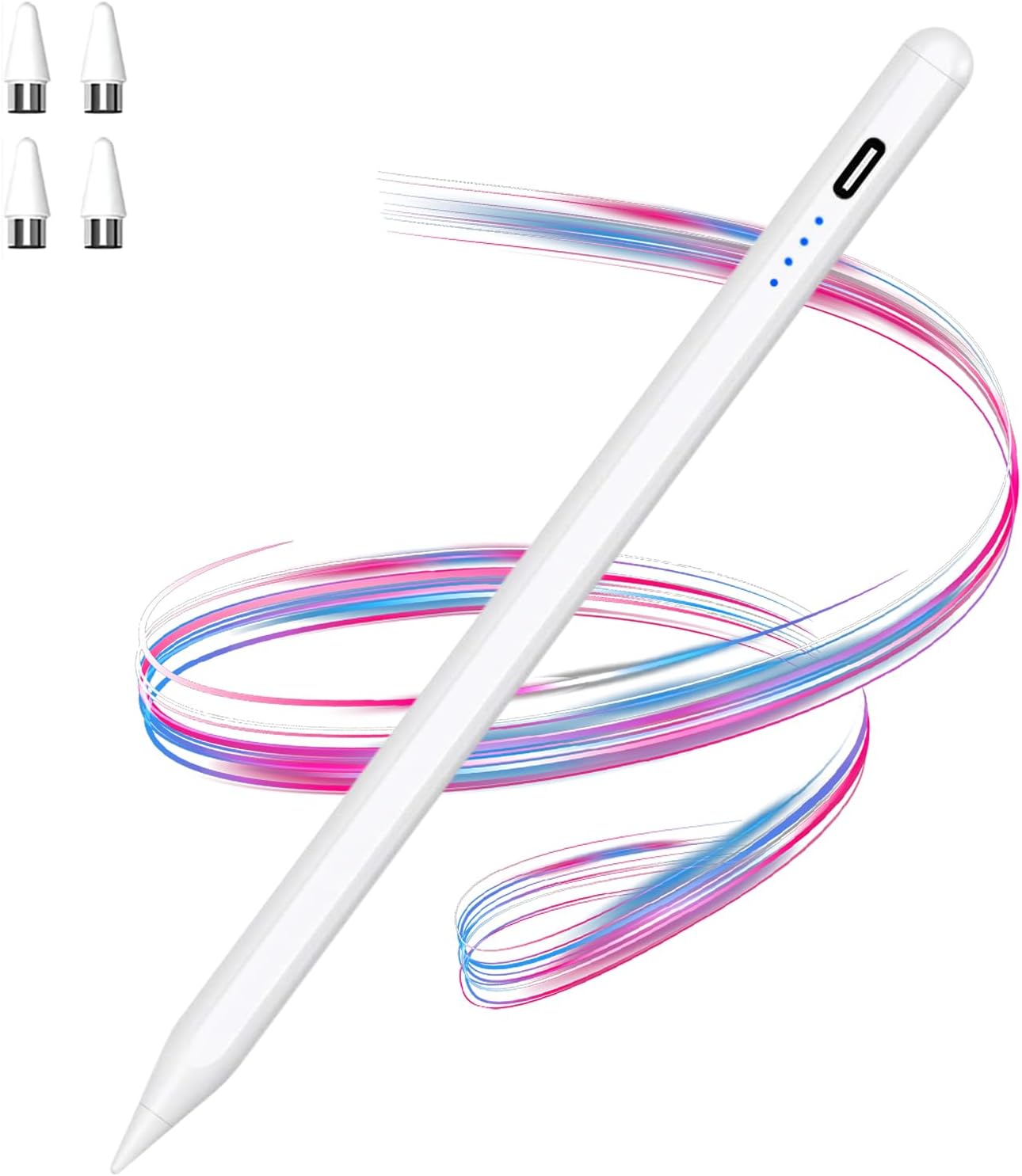 Stylus Pens for Touch Screens POM Tip Magnetic iPad Pencil Rechargeable Tablet Pencil Active Stylus Pen for iPad/Pro/Air/Mini/iPhone and Other Smartphone Devices