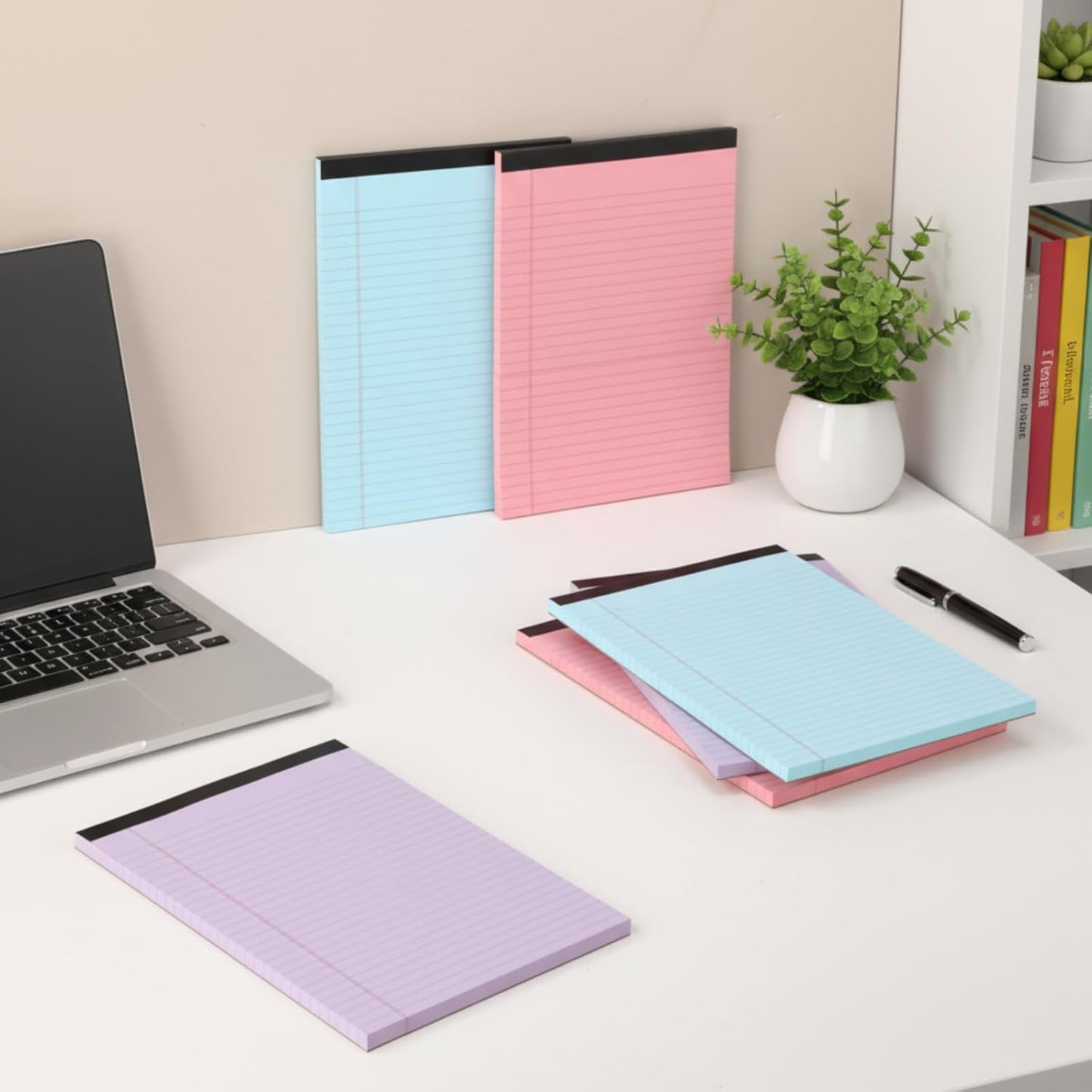 Honoson 6 Pack Legal Pads 8.5 x 11 College Ruled Colored Notepad 600 Sheets Wide Ruled Writing Pads 100 Sheets/pad Lined Paper Bulk for Office School Classroom Teacher Students Supplies, 3 Colors