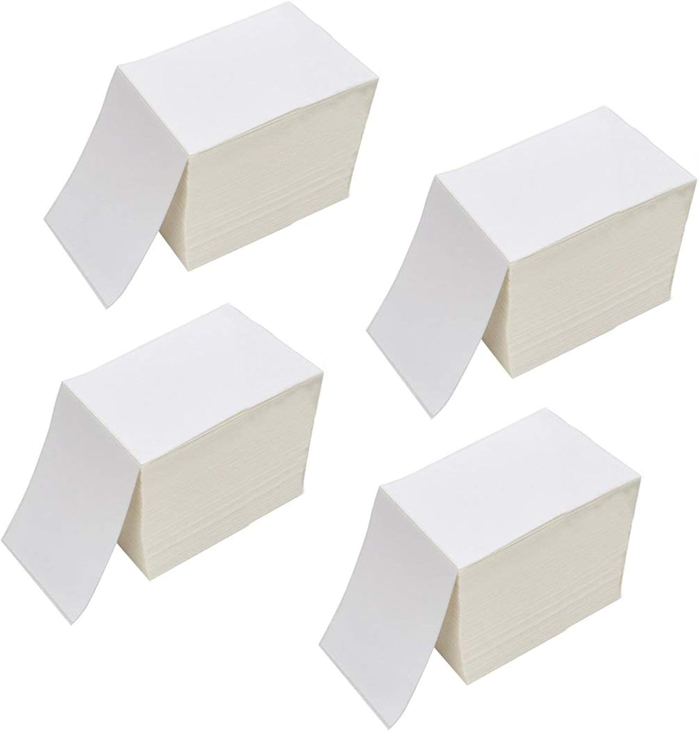 RyhamPaper 4" x 6" Fanfold Direct Thermal Labels - White Shipping Mailing Postage Labels, Perforated, Permanent Adhesive (4 Stacks - 4000 Labels)