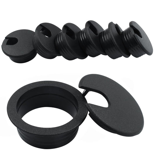 [6 Pack] Desk Grommet 1.5 inch(38mm) Sturdy ABS Plastic Desk Hole Cover for Cables Detachable Desk Hole Grommet for Organizing Home & Office Table Cables - Black