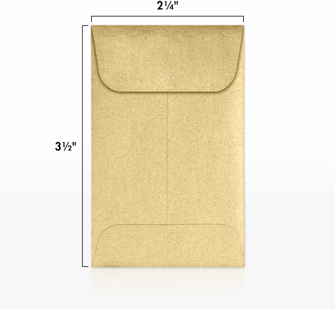 LUXPaper #1 Coin Envelopes | 2 1/4" x 3 1/2" | Blonde Metallic | 80lb. Text | 50 Qty