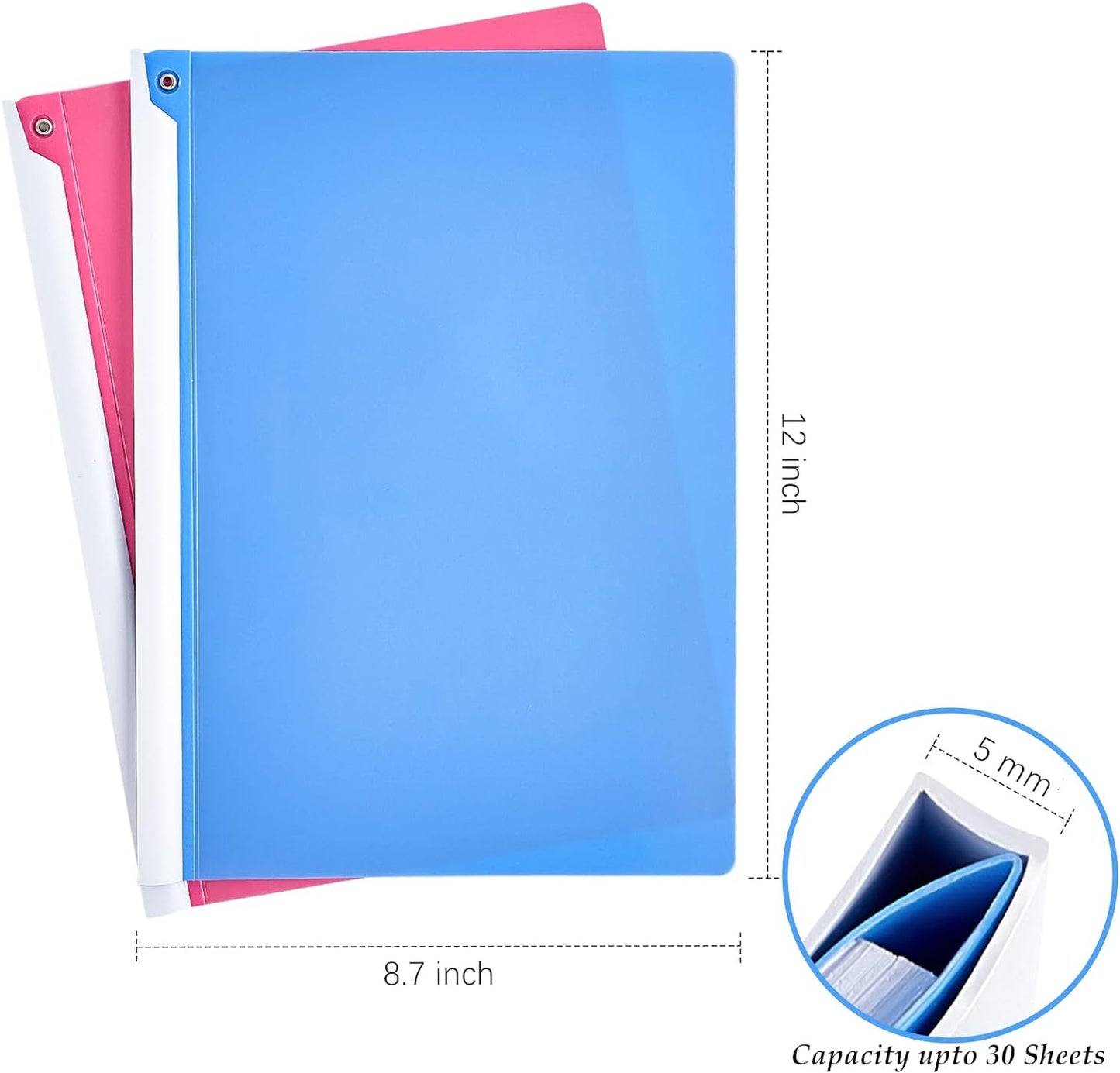 5PCS Clear Report Covers with Swing Clip, Professional Clear Front Presentation Folders Resume Folder, 30 Sheets Capacity A4 Size File Document Organizer, No Punch Needed