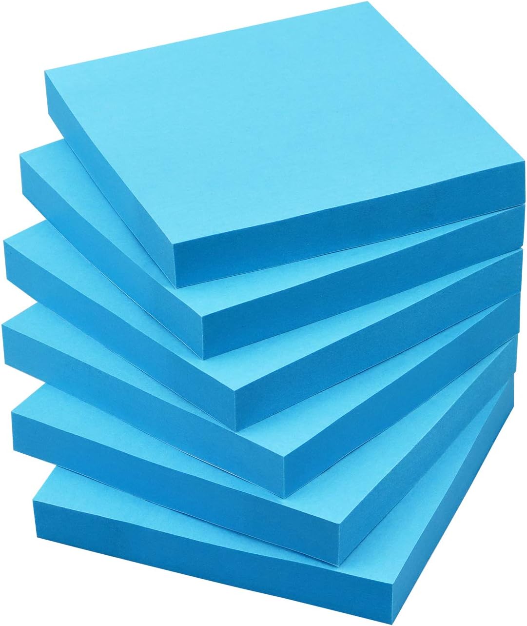 Sticky Notes 3x3 Self-Stick Notes Pads with 6 Bright Colors, Easy to Post for Office, School, Home, 6 Pads/Pack, 100 Sheets/Pad (Blue)