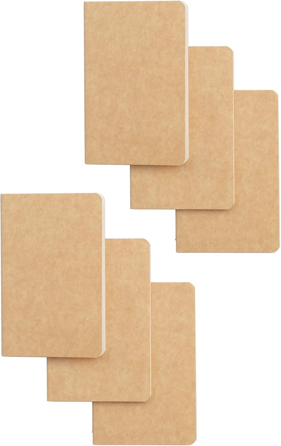 TWONE Pocket Notebook, 6 Pack Softcover Mini Notebooks 3.5" x 5.5" Kraft Brown Notebook Small Memo Notepad for Men Women Kids Traveler Author, 30 Sheets,60 Lined Pages