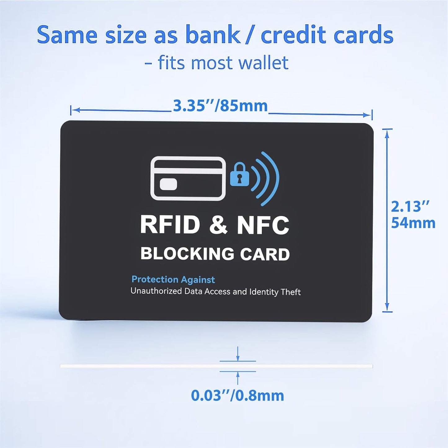 6 Pack RFID Blocking Cards, Safe Guard Card Protector for Debit Credit Card, Passport, RFID Blocker for Wallet Purse, Protection Against Unauthorized Scanning and Data Theft