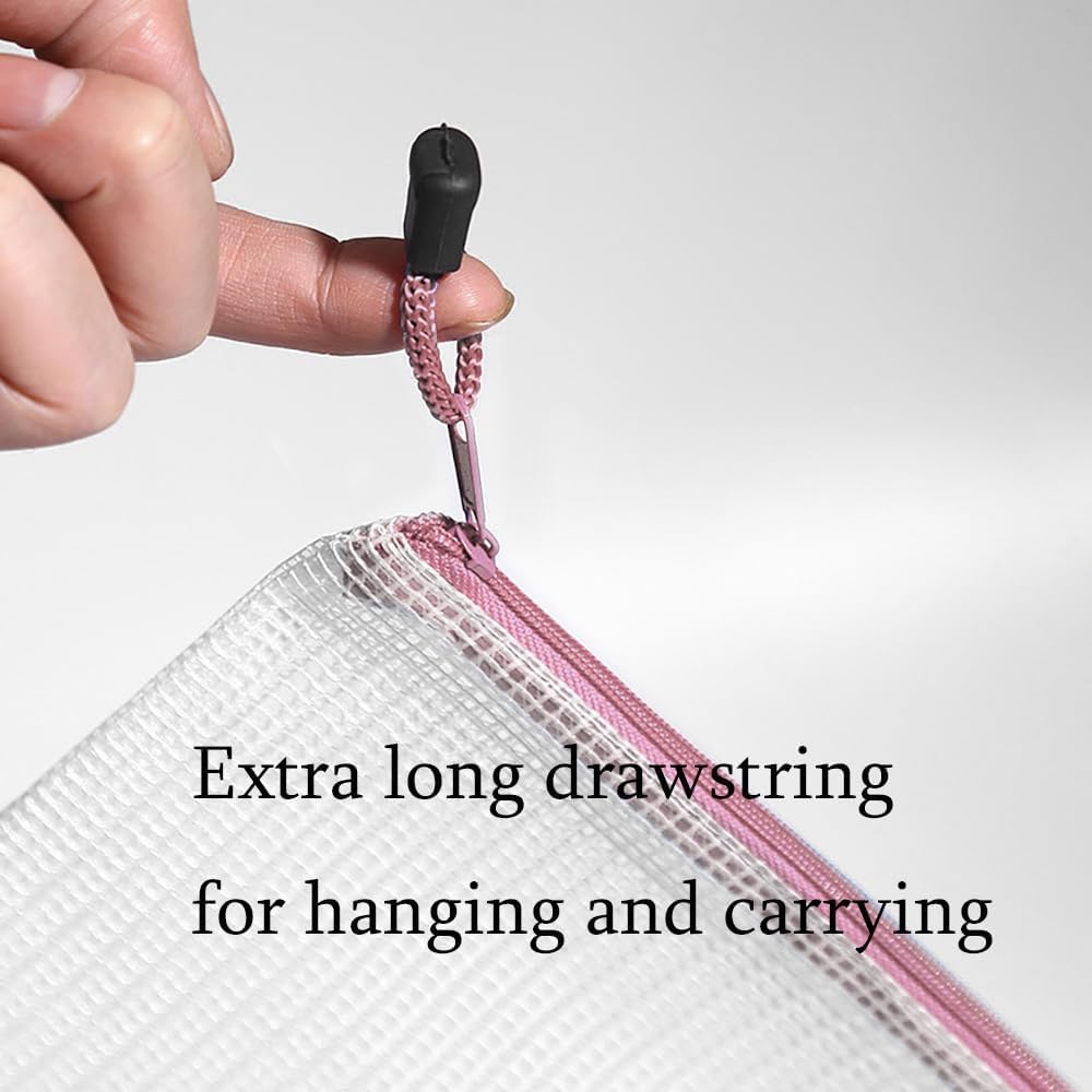 Mesh Zipper Pouch Bag,B5 Zipper Bag for Organizing Storage, Waterproof Zipper Pouch, 8" x 11"/21cm x 30cm, File Bag for School and Office Supplies (Pink)