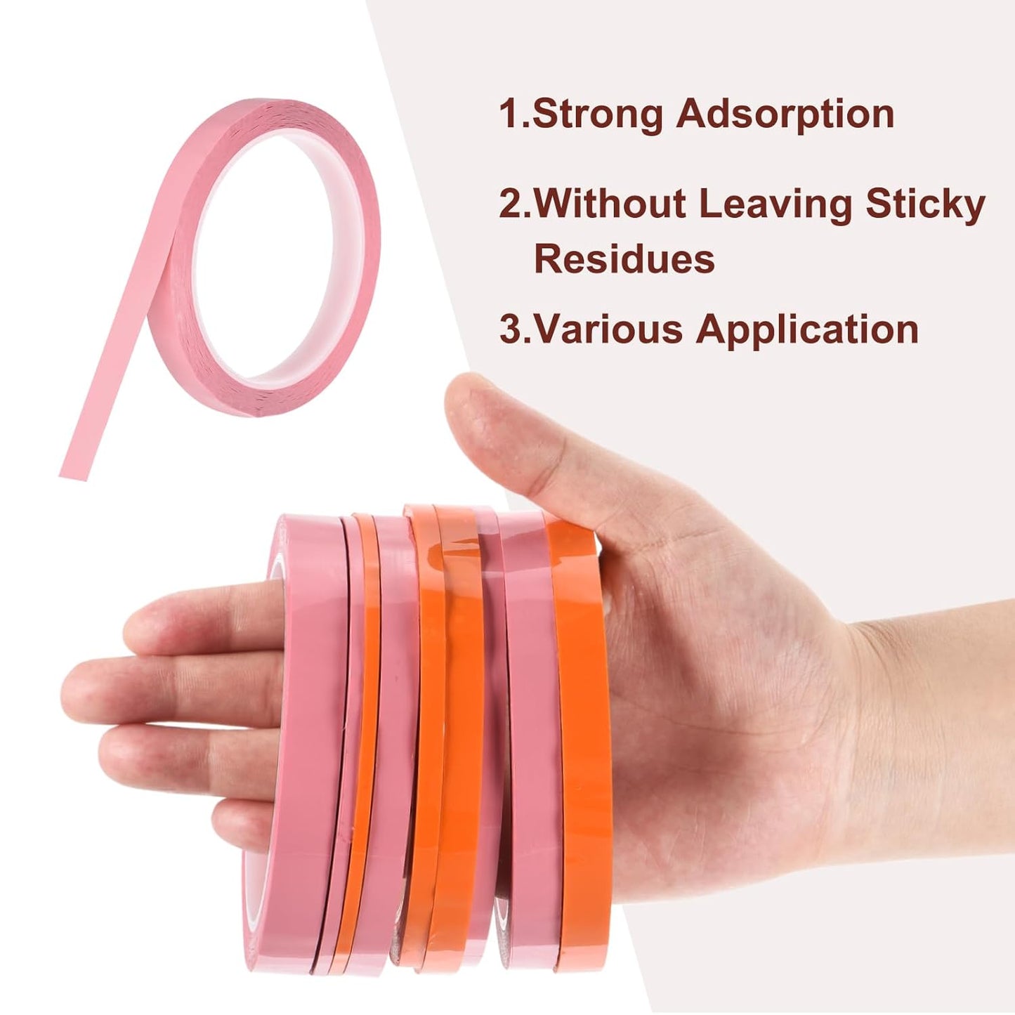 MECCANIXITY 10 Rolls Whiteboard Tape Graphic Chart Tape 12mm 54.7 Yard Art Tape Thin Self-Adhesive Pinstripe Tape Masking Tape for Gift Wrapping Craft Supplies, Pink