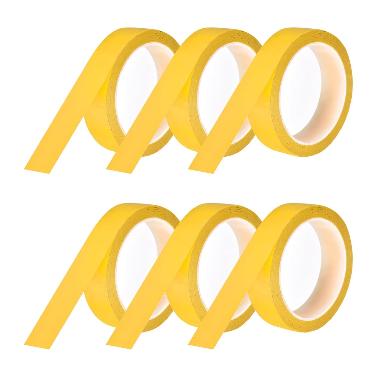 MECCANIXITY 6 Rolls Whiteboard Tape Graphic Chart Tape 25mm 54.7 Yard Art Tape Thin Self-Adhesive Pinstripe Tape Masking Tape for Gift Wrapping Craft Supplies, Yellow