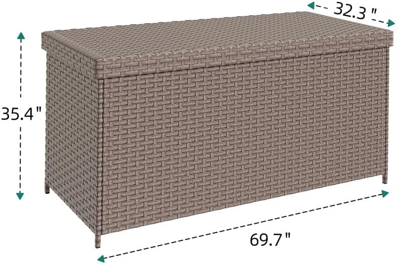 YITAHOME 260 Gallon Wicker Deck Box, XXL All-Weather Outdoor Storage Box, Extra Large Rattan Storage Bin for Patio Furniture, Outdoor Cushions, Pool Storage and Garden Tools (Brown)