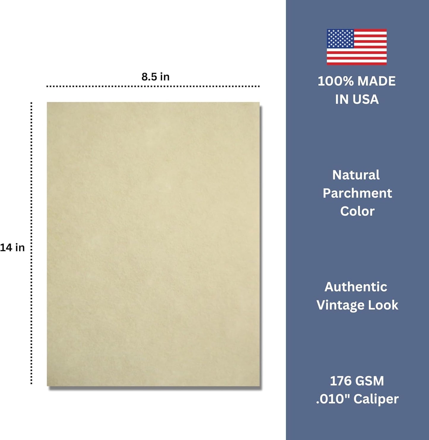 50 Natural Parchment 65lb Cover Paper Sheets 8.5X14 Inches Cardstock Weight Colored Sheets 8.5" X 14" (8.5X14 Inches) Legal|Menu Size - Printable Old Parchment Semblance