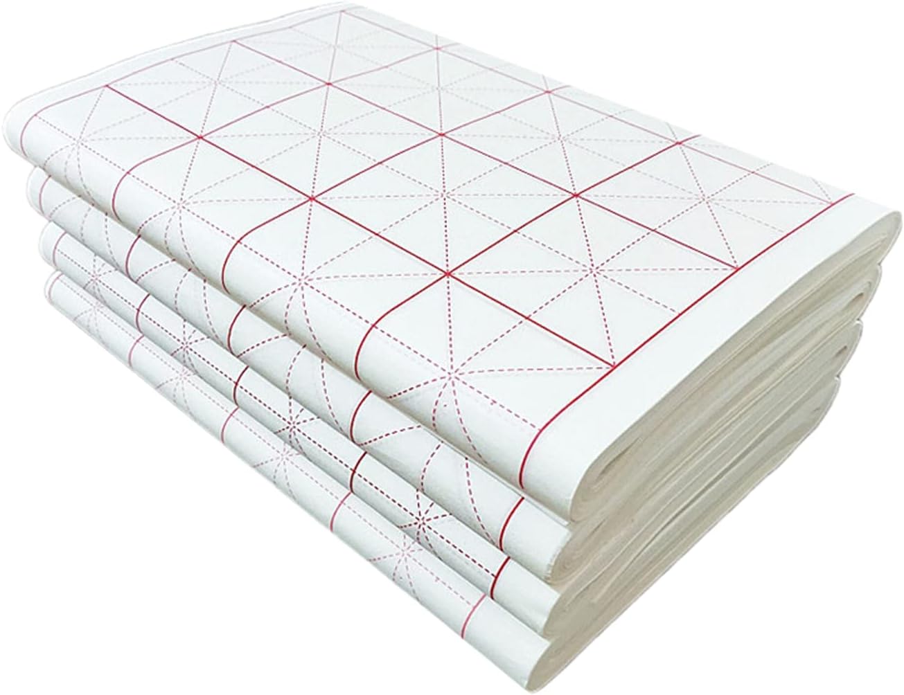 MEGREZ Chinese Calligraphy Xuan Paper Brush Writing Sumi Paper Xuan Paper Rice Paper with Grids for Students, Beginners Practice Kanji Japanese Calligraphy, 100 Sheets/Pack, 10cm/Grid