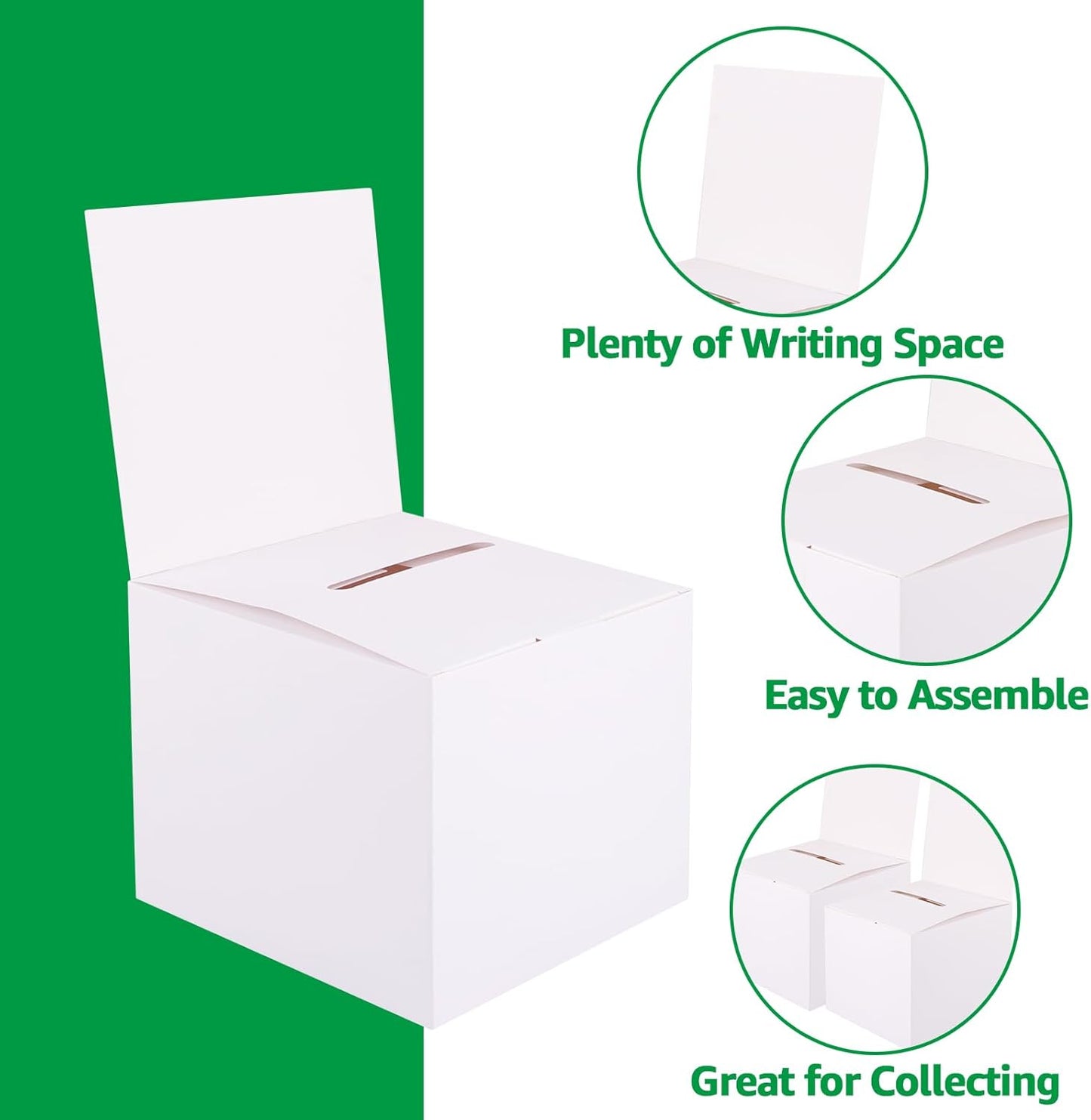 SHUESS 30 Pack Raffle Ticket Box Raffle Boxs Ballot Boxes with Slot White Suggestion Donation Boxs for Fundraising Cardboard Charity Box with Slot for Collecting Business Card Voting Contest, 6 Inches